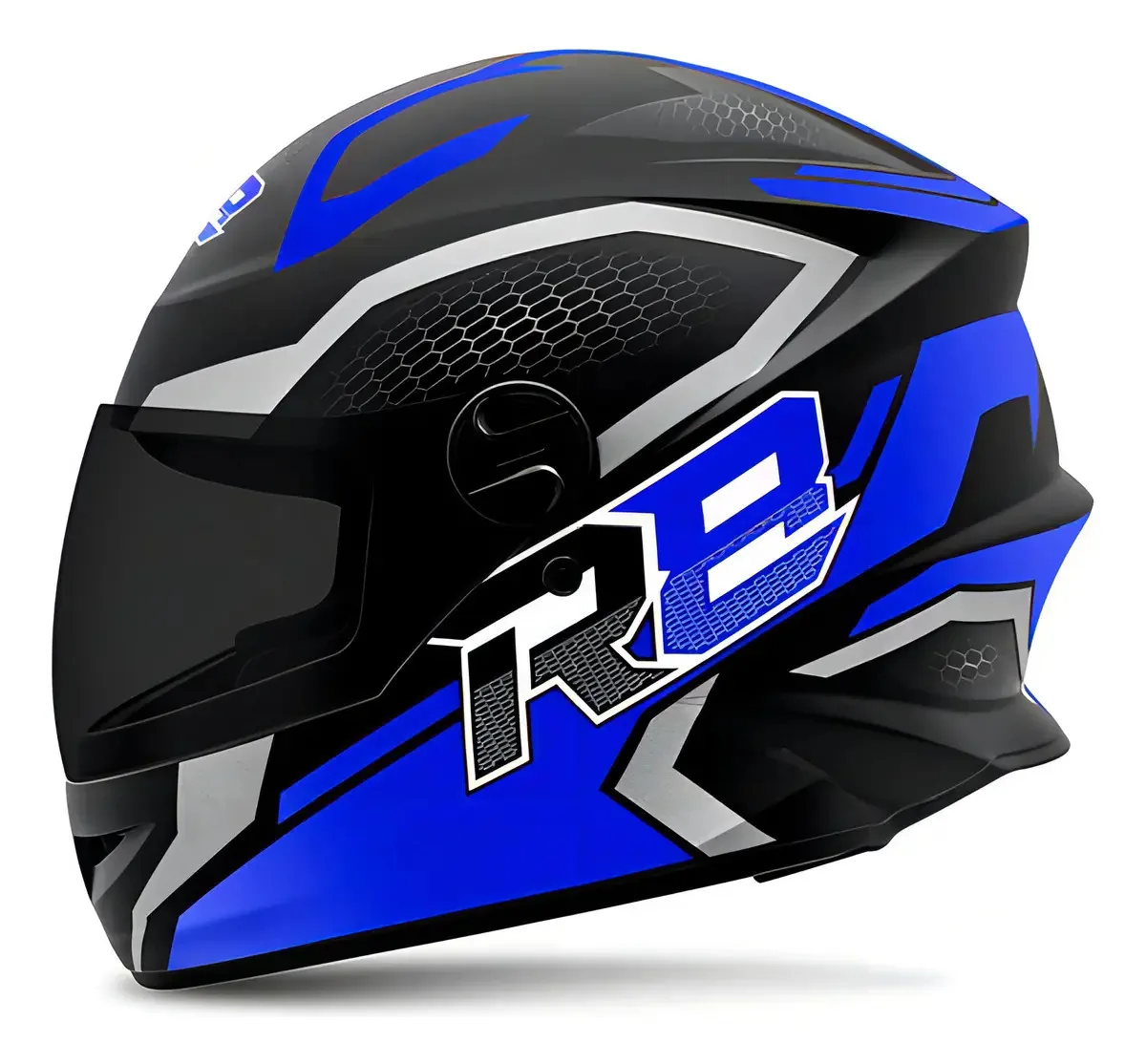Capacete Fechado Para Motos R8 Air Fosco Viseira Fume Cor Azul viseira fume Tamanho do capacete 56