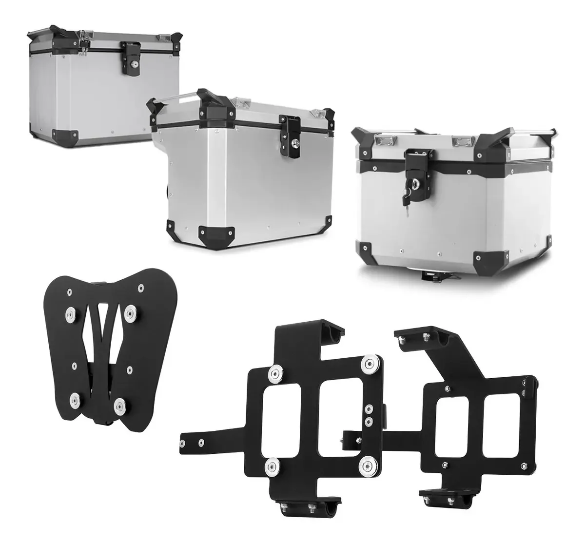 Kit Completo Baús 35/33/36 Super Adventure Bmw F 850 Gs Cor Alumínio Escovado