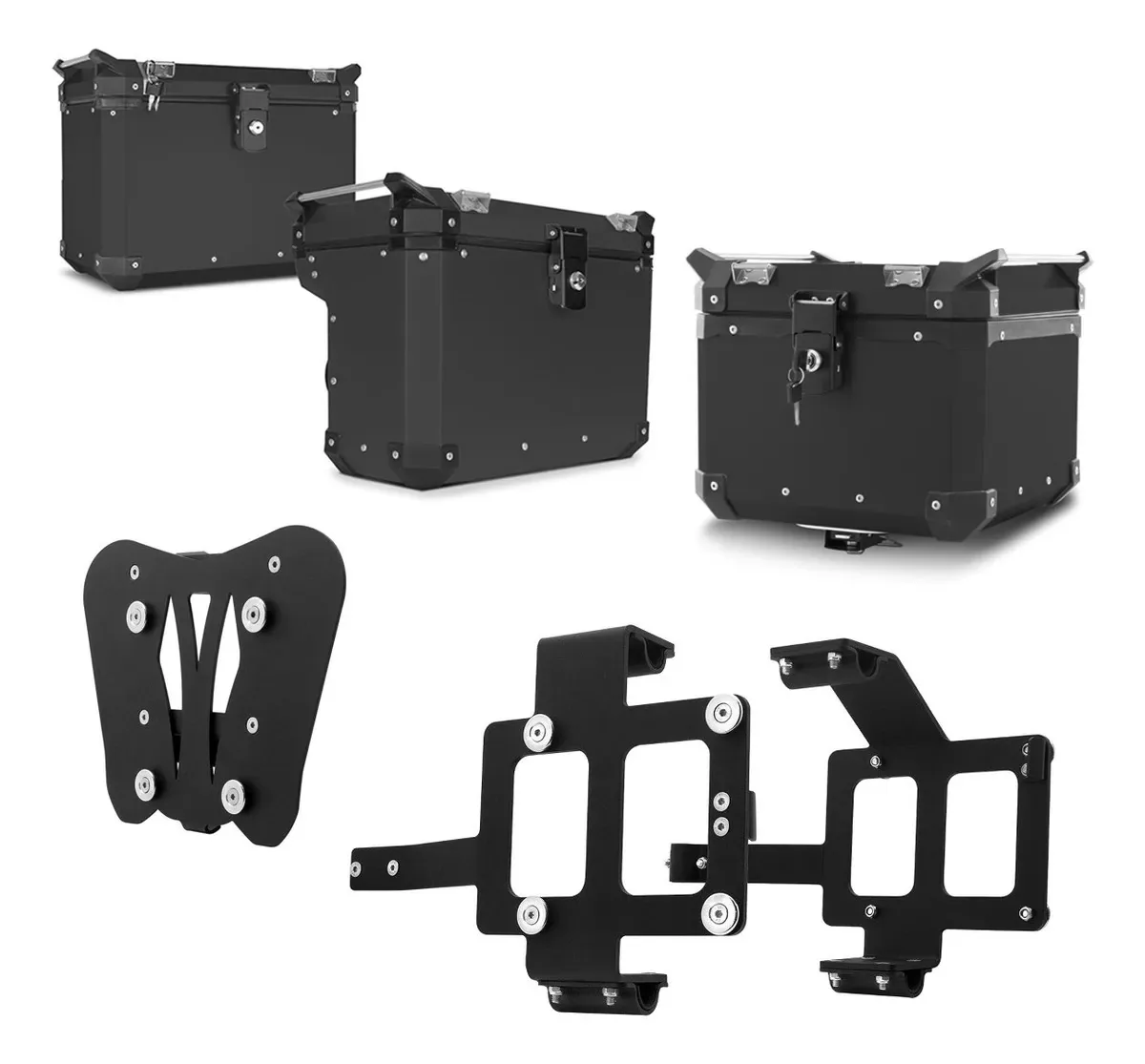 Kit Baús Super Adventure para BMW F 850 GS, Alumínio e Preto