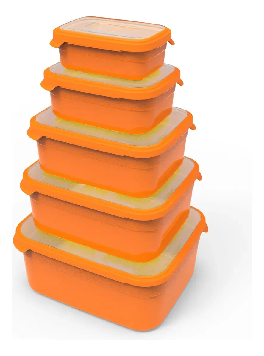 5 Potes Kit Bacias Organizadores Para Lavanderia Atacado Cor Laranja
