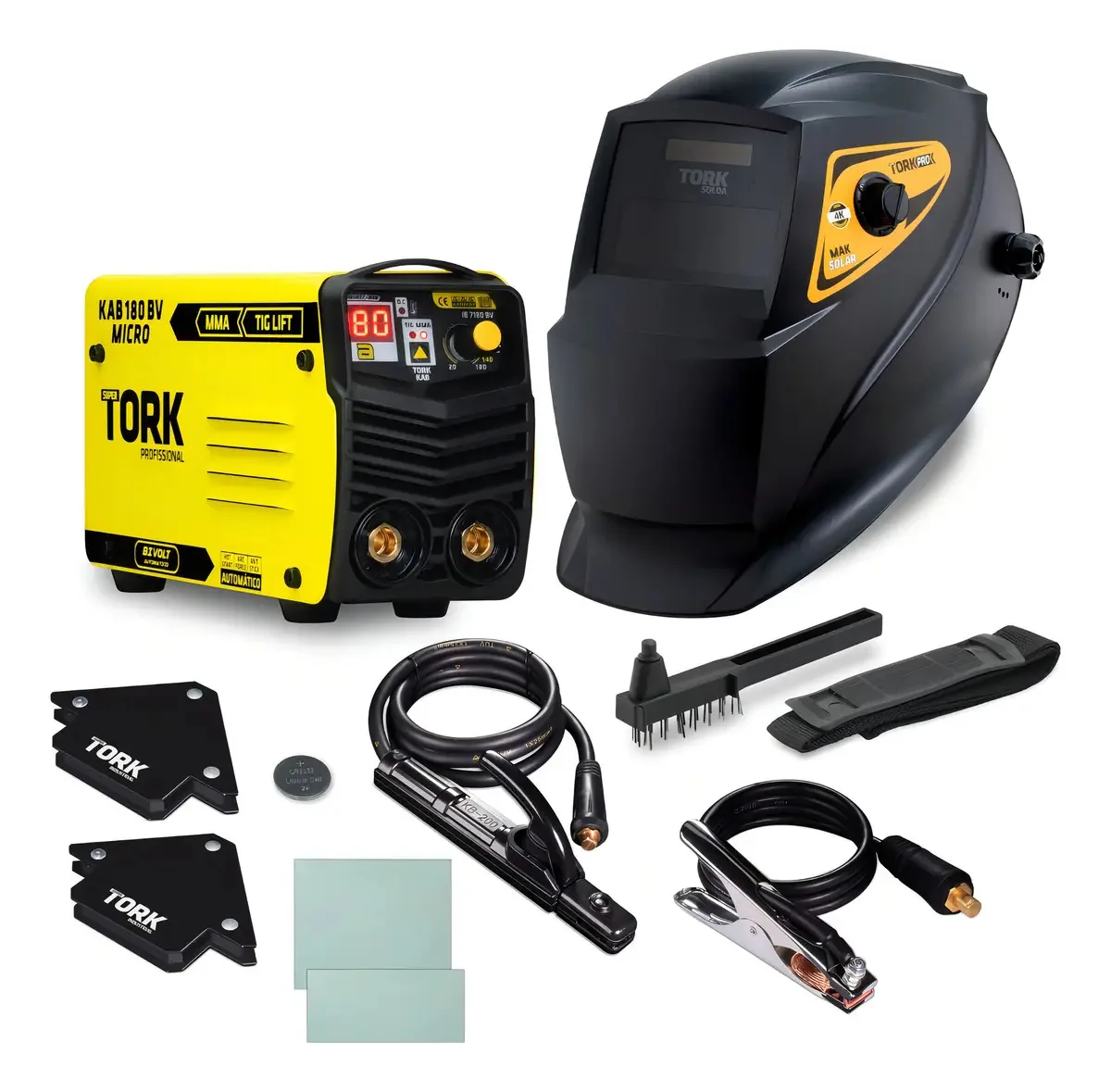 Super Combo Máquina De Solda + 2 Esquadro + Mascara De Solda Cor Amarelo