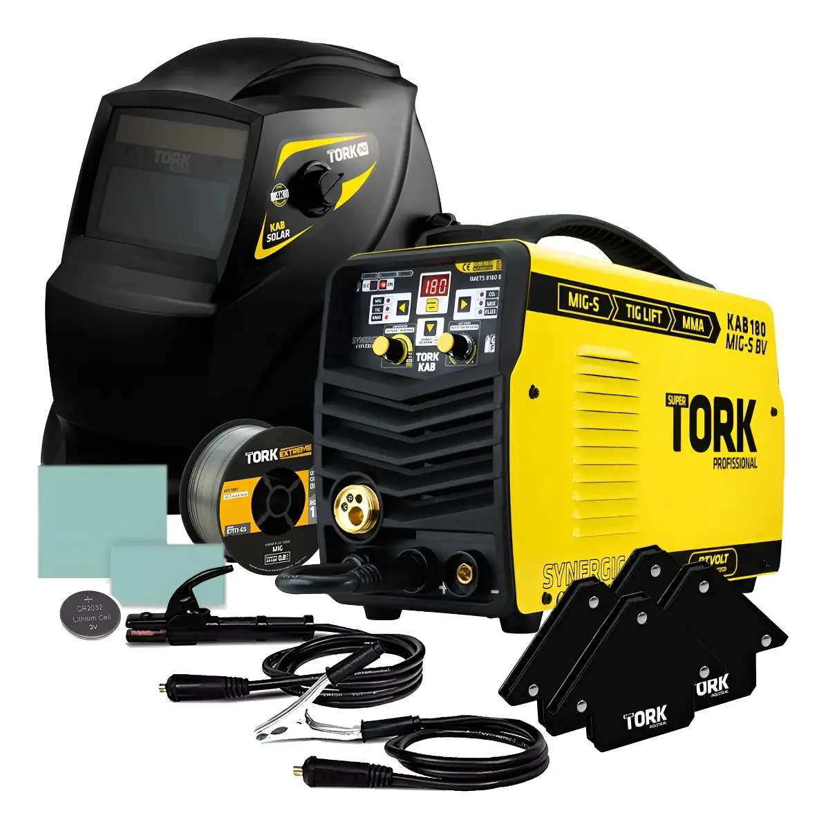 Inversor De Solda+ Arame+ 4 Esquadro + Máscara De Solda Amarelo Bivolt