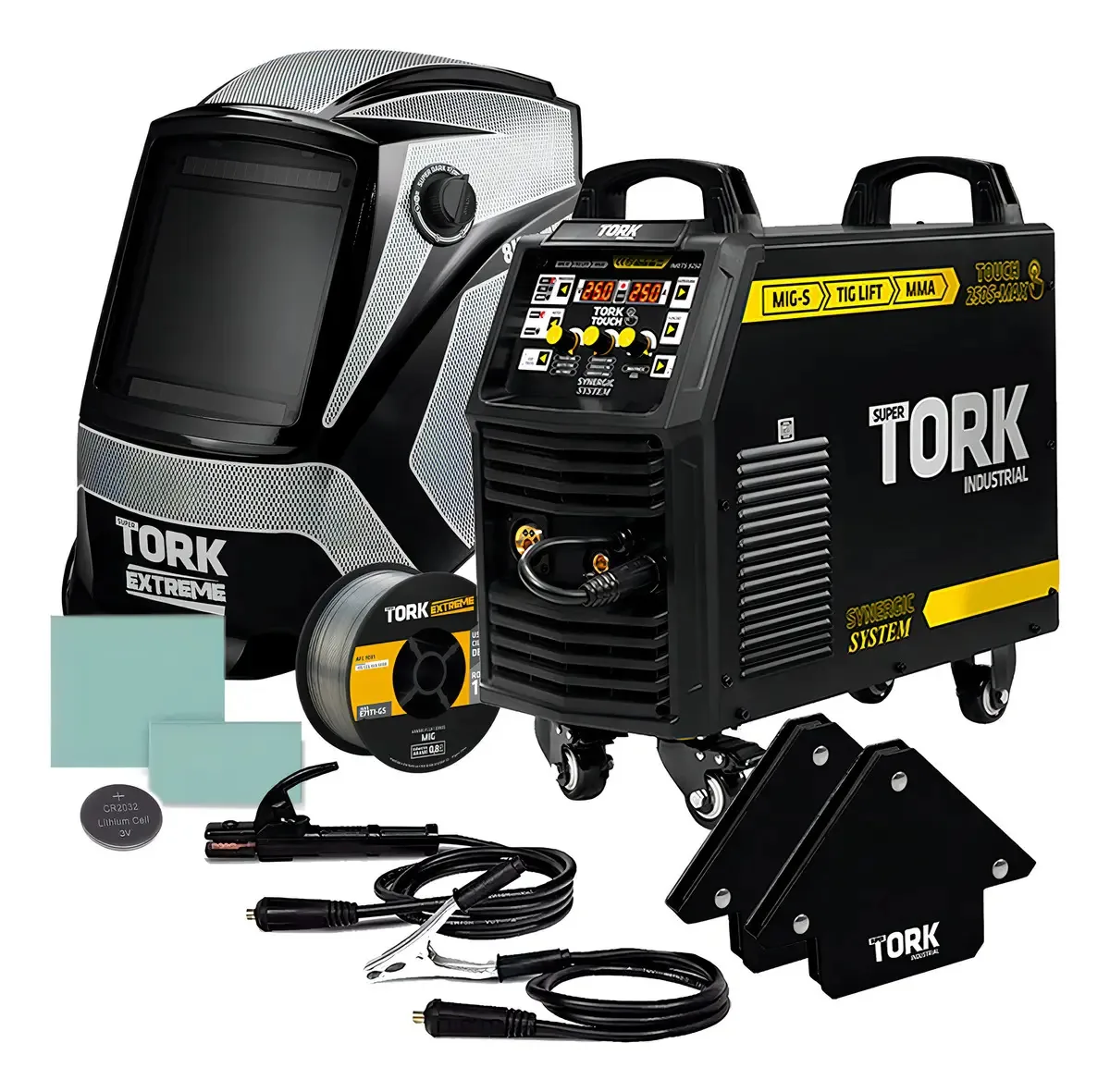 Inversor De Solda + Arame+2 Esquadro+mascara De Solda Tork Cor Preto