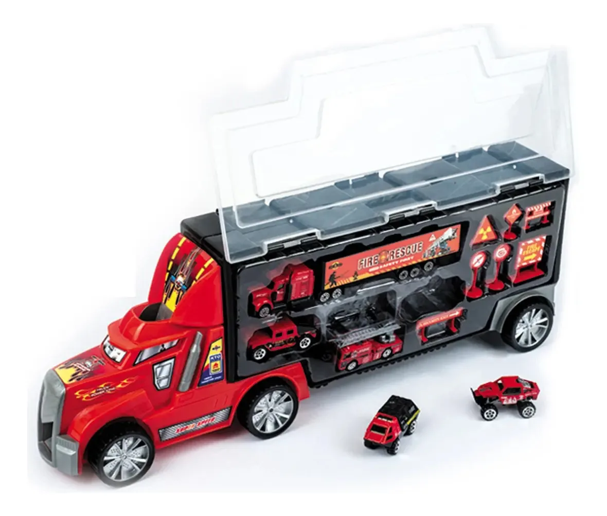 Caminhão Carreta Maleta Transporte Veículos Miniatura Metal