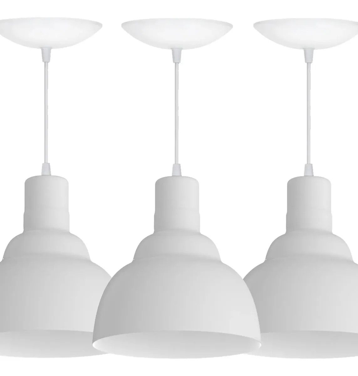 Kit 3 Luminarias Pendente Prv - Branco Fosco / Branco