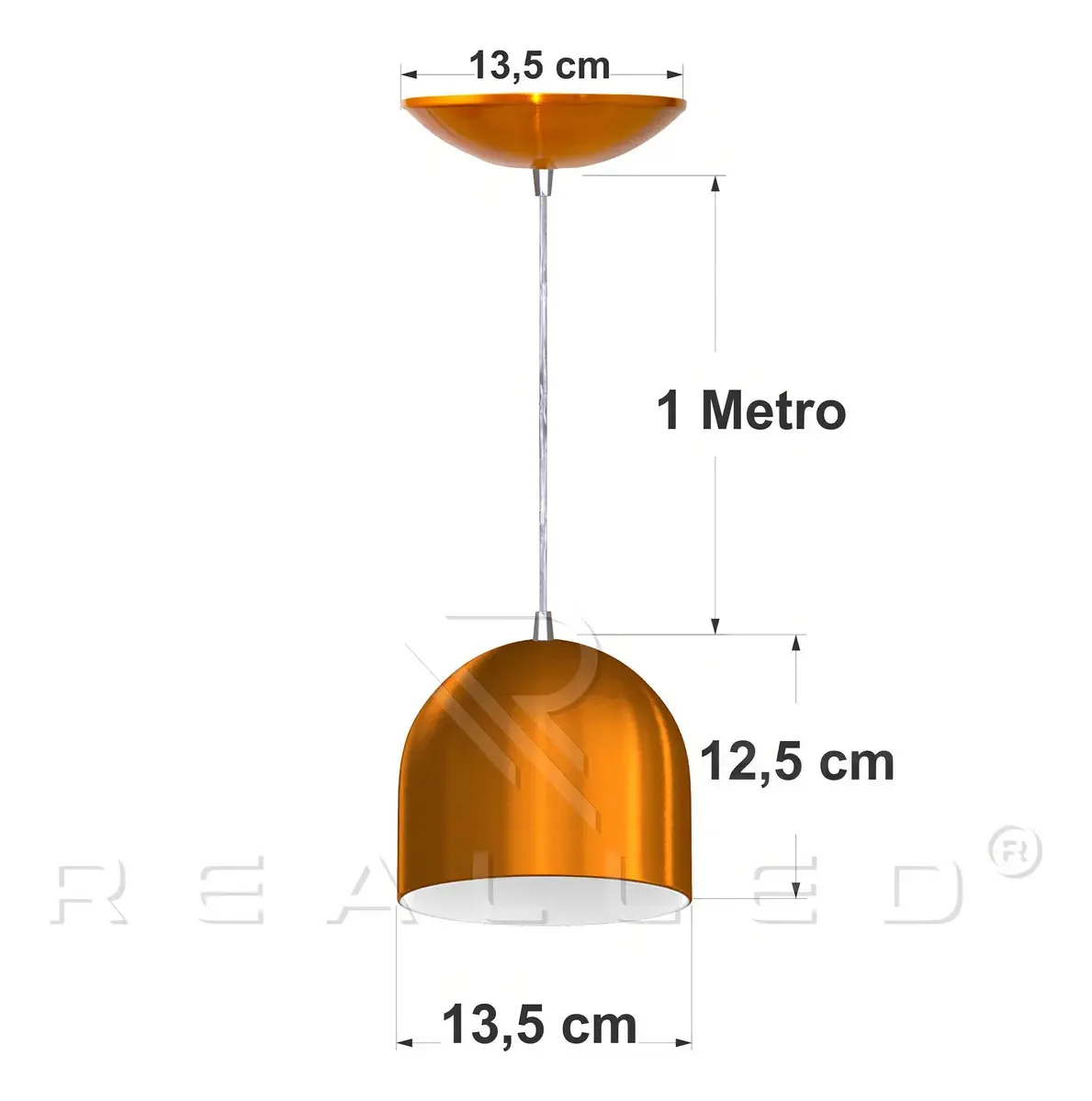 Kit 2 Luminarias Pendente Bullet - Cobre Verniz / Branco