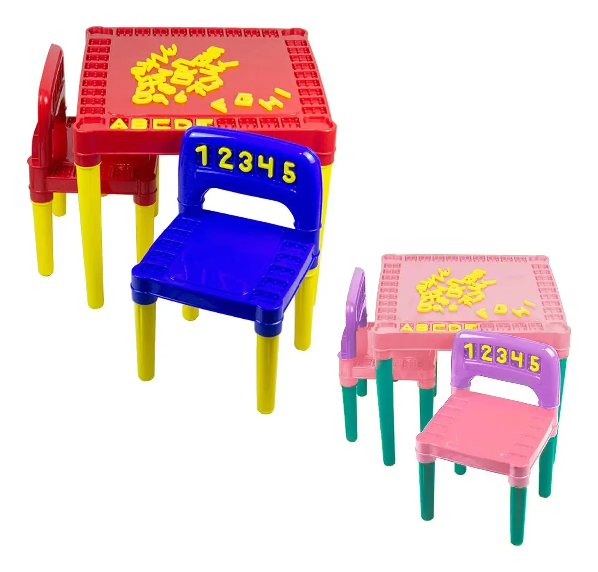 Mesinha Infantil Educativa Didática Para Criança+2 Cadeiras Cor Vermelho