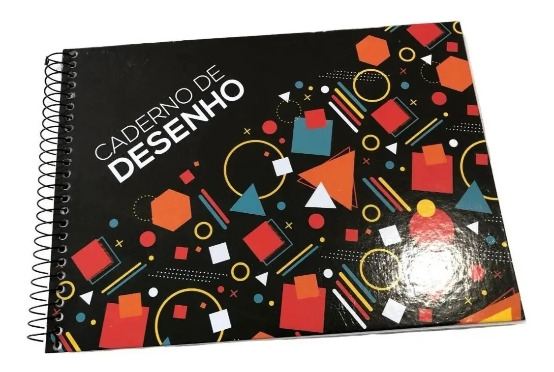 Caderno de Desenho Cartografia com 96 Folhas, Espiral e Linha Branca