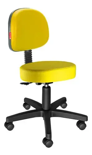 Cadeira Brasil Mocho Estética Amarelo Giratória com Rodízios e Encosto