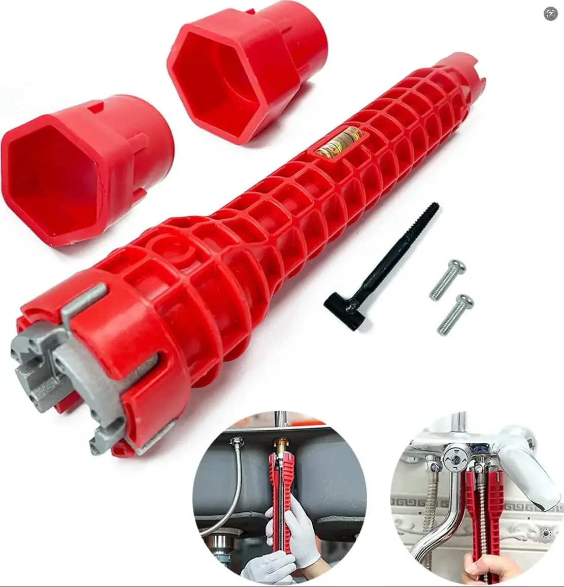 Chave Hidráulica Instalação Encanamento Pia Registro 8 Em 1 Cor Vermelho