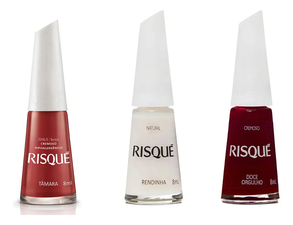 3 Esmaltes Para Unhas Risqué Cremoso 8ml