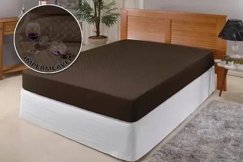 Protetor de Colchão King Am Bordados Impermeável Matelado Marrom