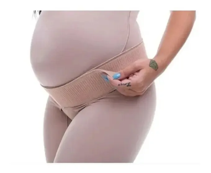 Faixa De Sustentação Gestante Barriga Abdome Alto Conforto bege Biobela