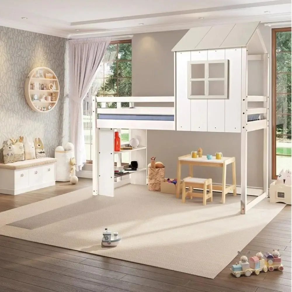 Cama Alta Infantil Cabana Family Casatema Branco/off White