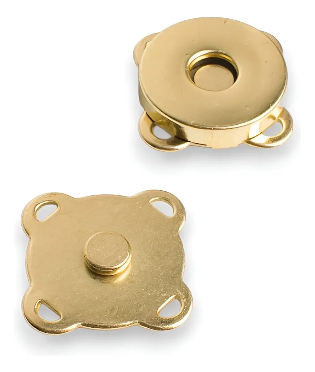 Botões Magnéticos Imantados 18mm Dourado Prime Têxtil Kit 100 Unidades