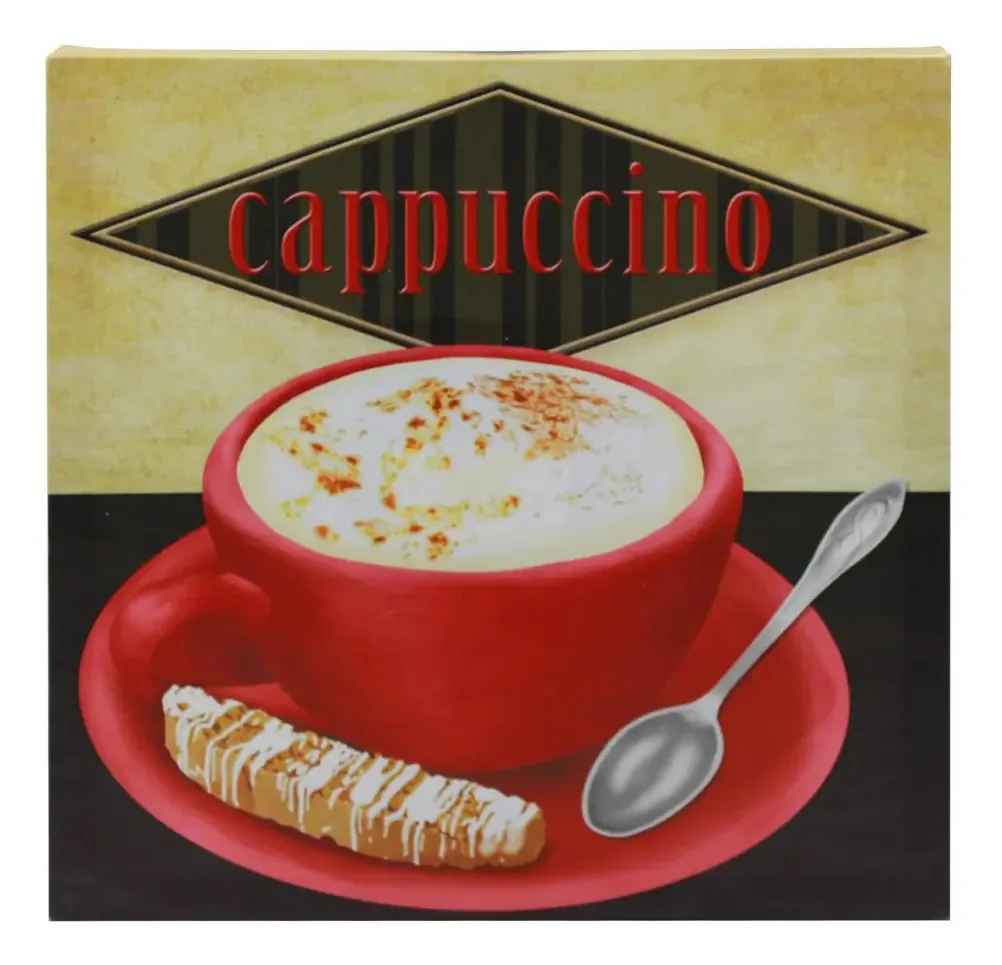 Quadro Decorativo Estampa Cappuccino Xícara Vermelha