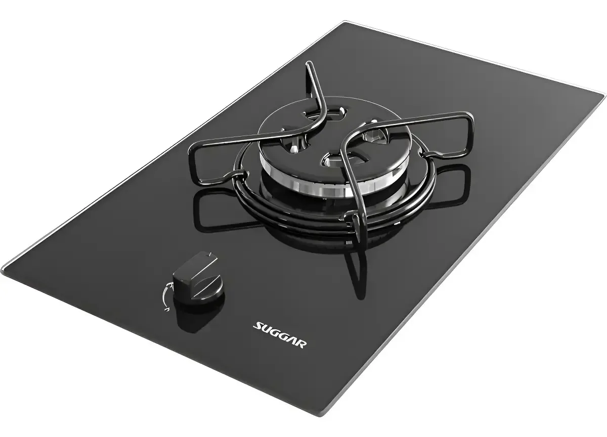 Cooktop Suggar De Vidro 1 Boca Preto, Multigás