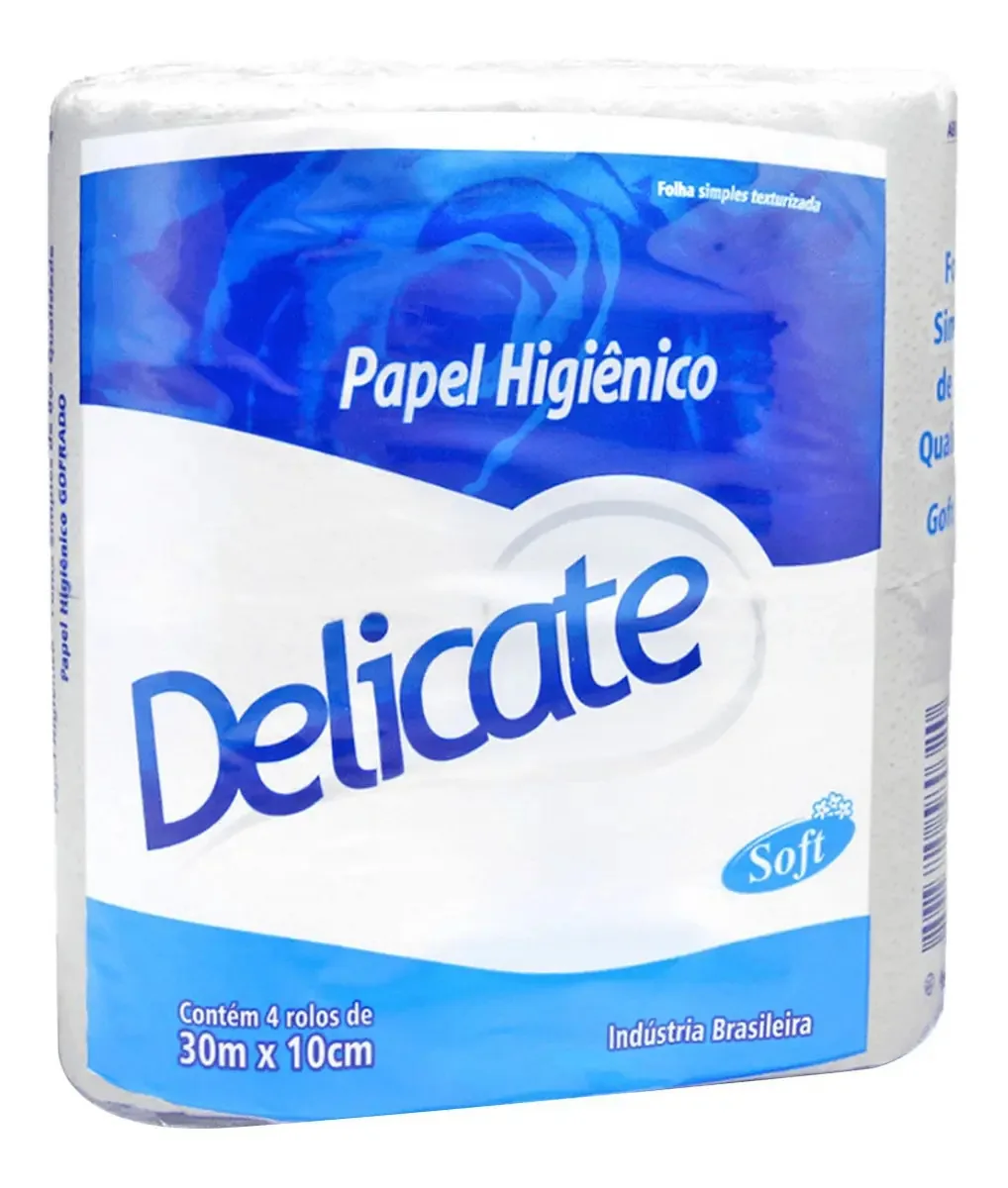 Papel Higiênico Simples Fibras Naturais Delicate 30m 64 Rolos