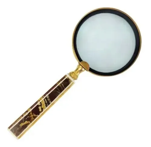 Lupa De Aumento Decorativa Marmorizada 24x10x2cm Marrom