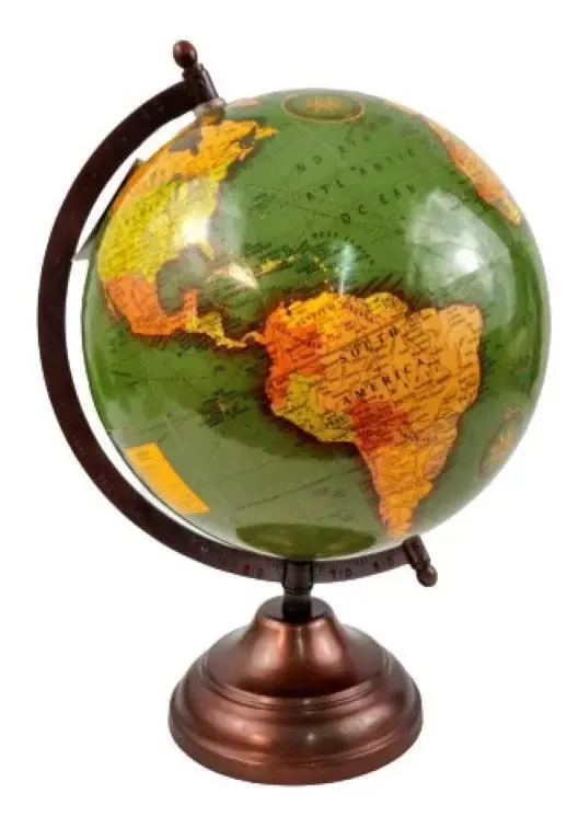 Enfeite Globo Terrestre Decorativo Verde Cobre 30x22x20cm