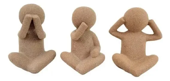 Boneco Bege Não Vejo Não Falo Não Escuto 16x13cm Decorativo