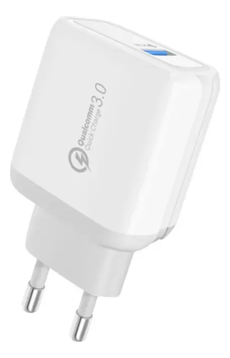 Carregador De Parede Turbo Qc 3.0 Usb 3a 18w Com Cabo V8 1m