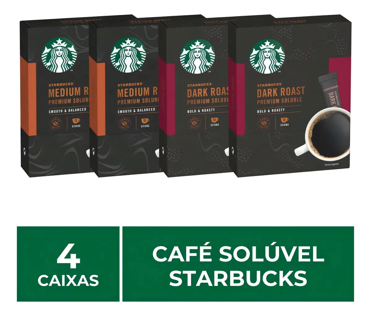 4 Caixas De Café Solúvel Instantâneo, Starbucks.