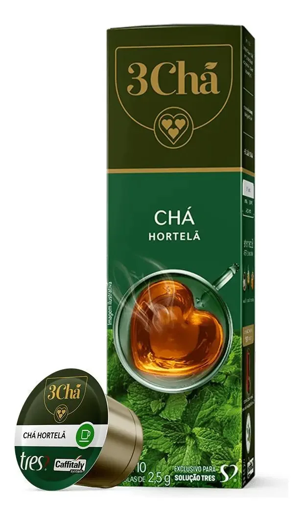10 Cápsulas, Chá Hortelã 3 Corações