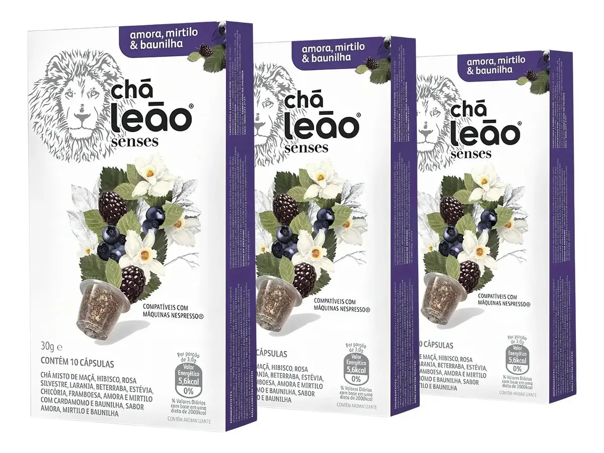 30 Cápsulas Para Nespresso, Amora, Chá Leão