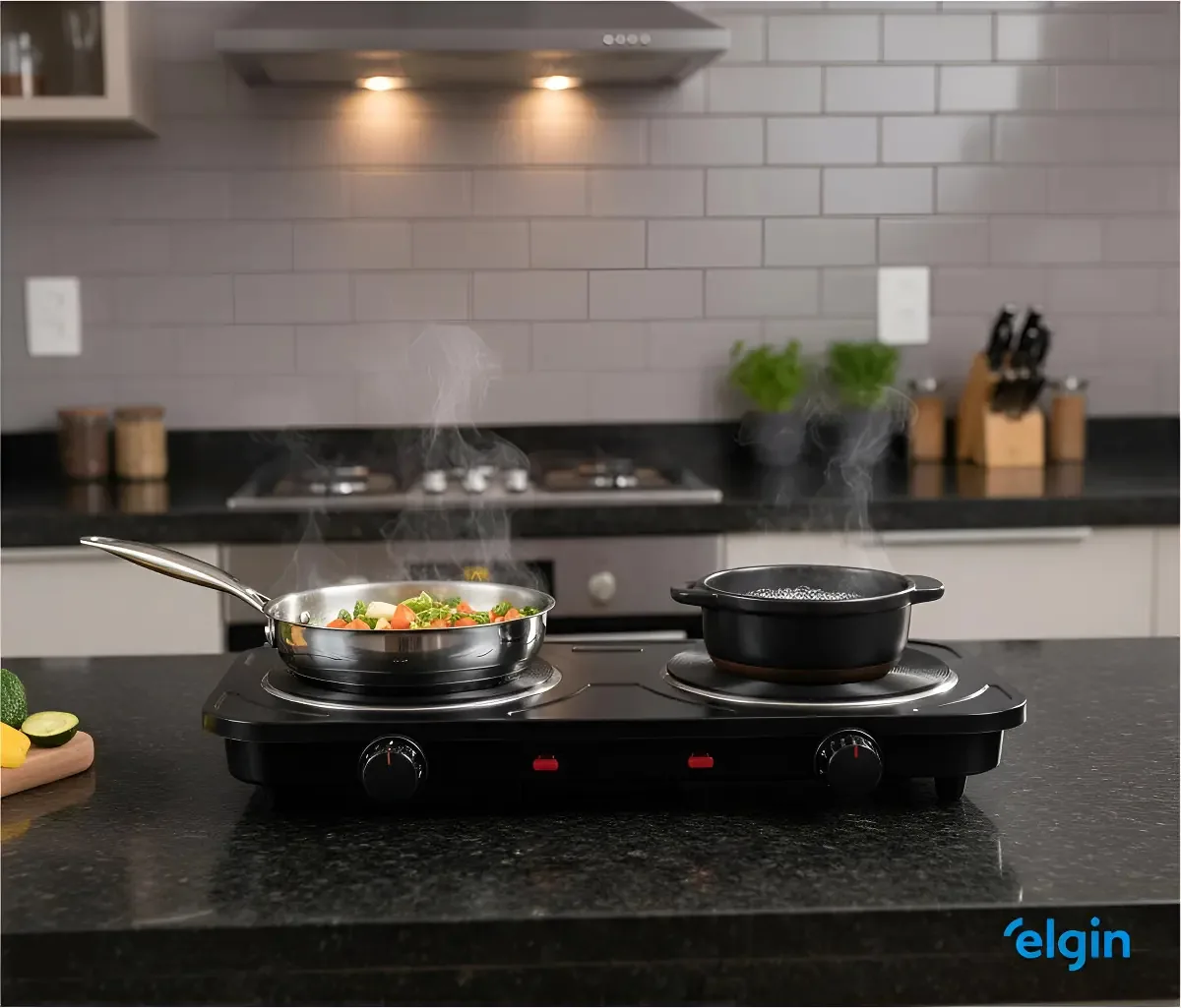 Fogão Cooktop Elétrico 2 Bocas Preto Indução