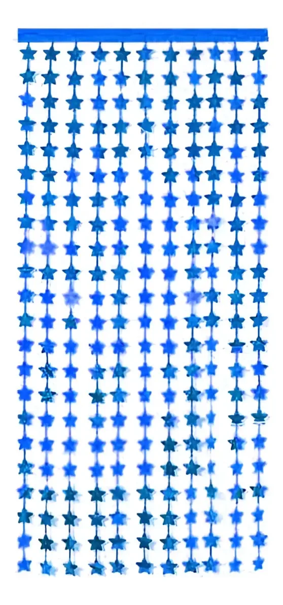 Cortina Metalizada Estrela 1x2m Cor Azul