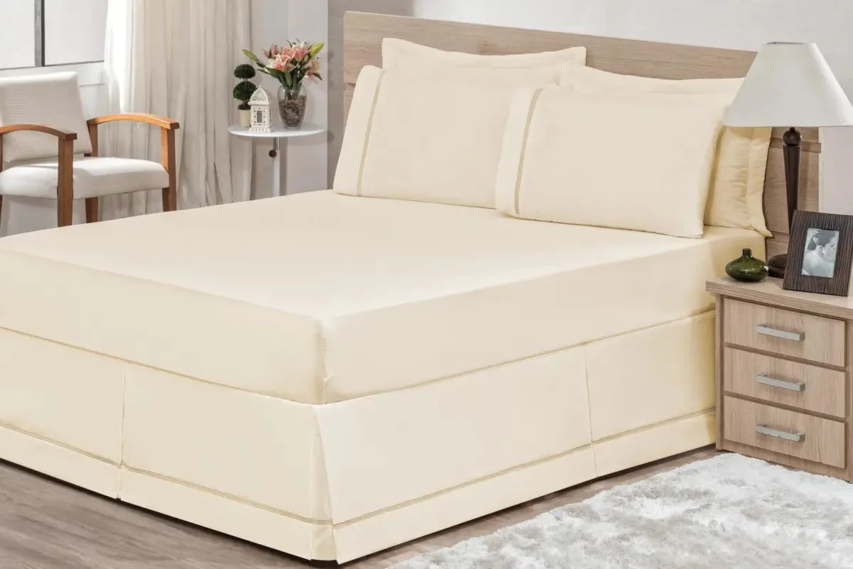 Saia Para Cama Box King 1 Peça Palha