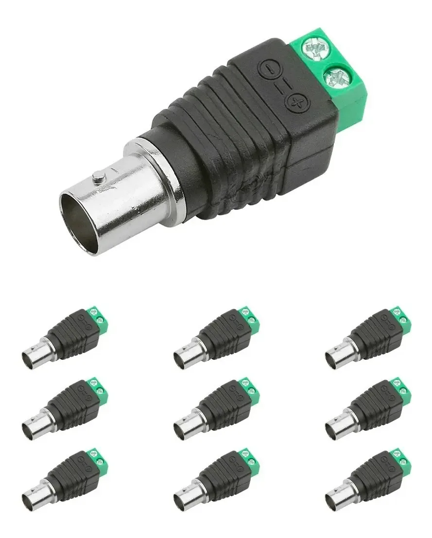 Kit 10 Conectores Bnc Fêmea Borne Parafuso Cftv - Fc