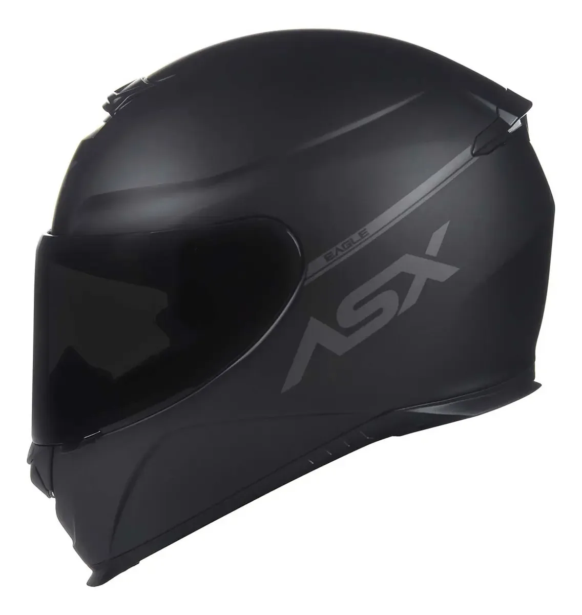 Capacete Asx Eagle Solid Preto Fosco + Viseira Fumê