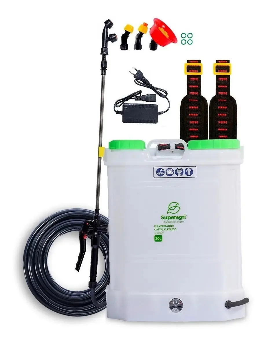 Pulv Costal Elétrico 16l + 10m Mangueira A Bateria Superagri