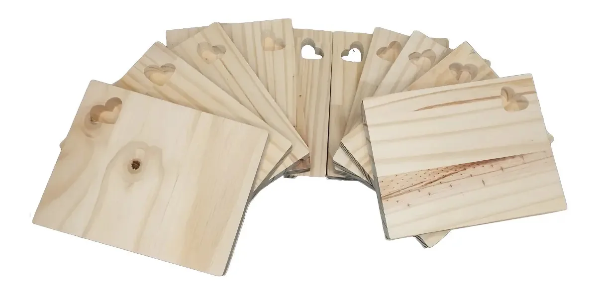 Kit 10 Tábuas Expresso Da Madeira Pinus Retangular 15x12cm Marrom