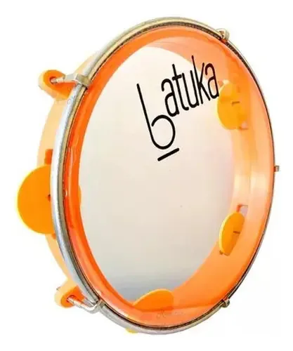 Pandeiro Infantil Luen 08 Pele Cristal Batuka Laranja