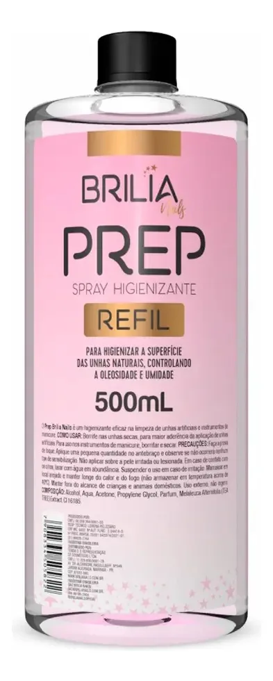 Preparação de Unhas Brilia Nails Prep Sweet Cotton Refil Rosa 500ml