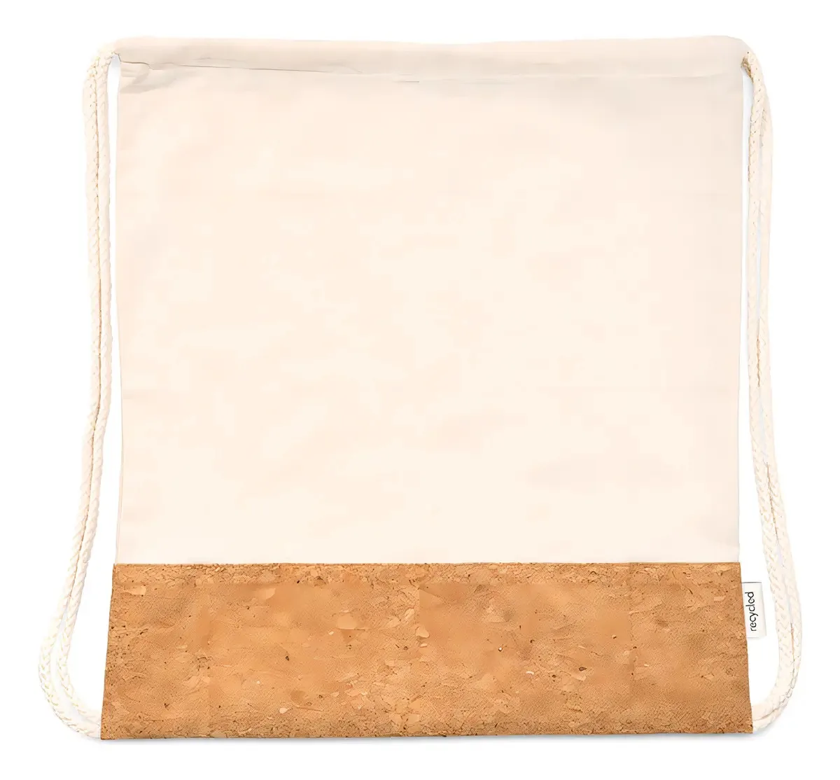 Mochila Saco Gymsack Algodão E Cortiça 37x41cm Iberia Topget Cor Palha