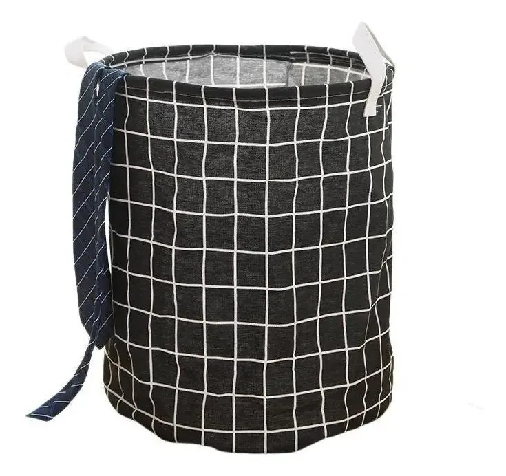 Cesto De Roupa Suja Preto E Cinza Listrado - Preto