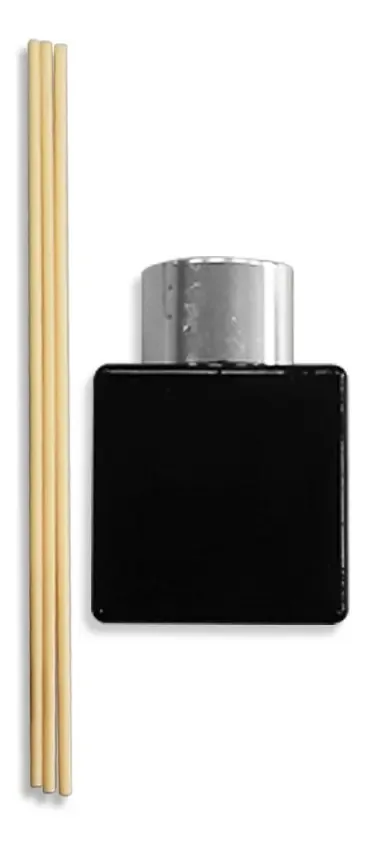 1 Mini Vidro Difusor 50ml Preto 3 Mini Varetas