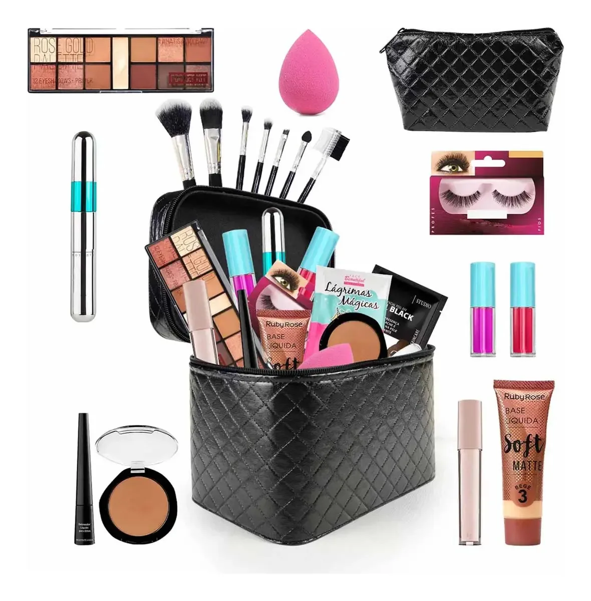 Maleta + Maquiagem Pincel Macrilan Necessaire Bz21