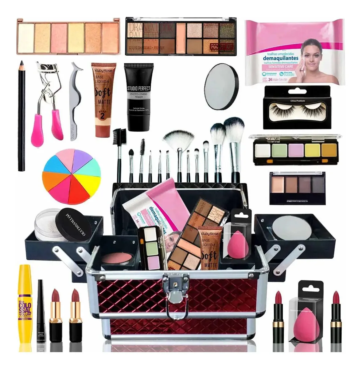 Maleta De Maquiagem Completa Ruby Rose Super Essencial