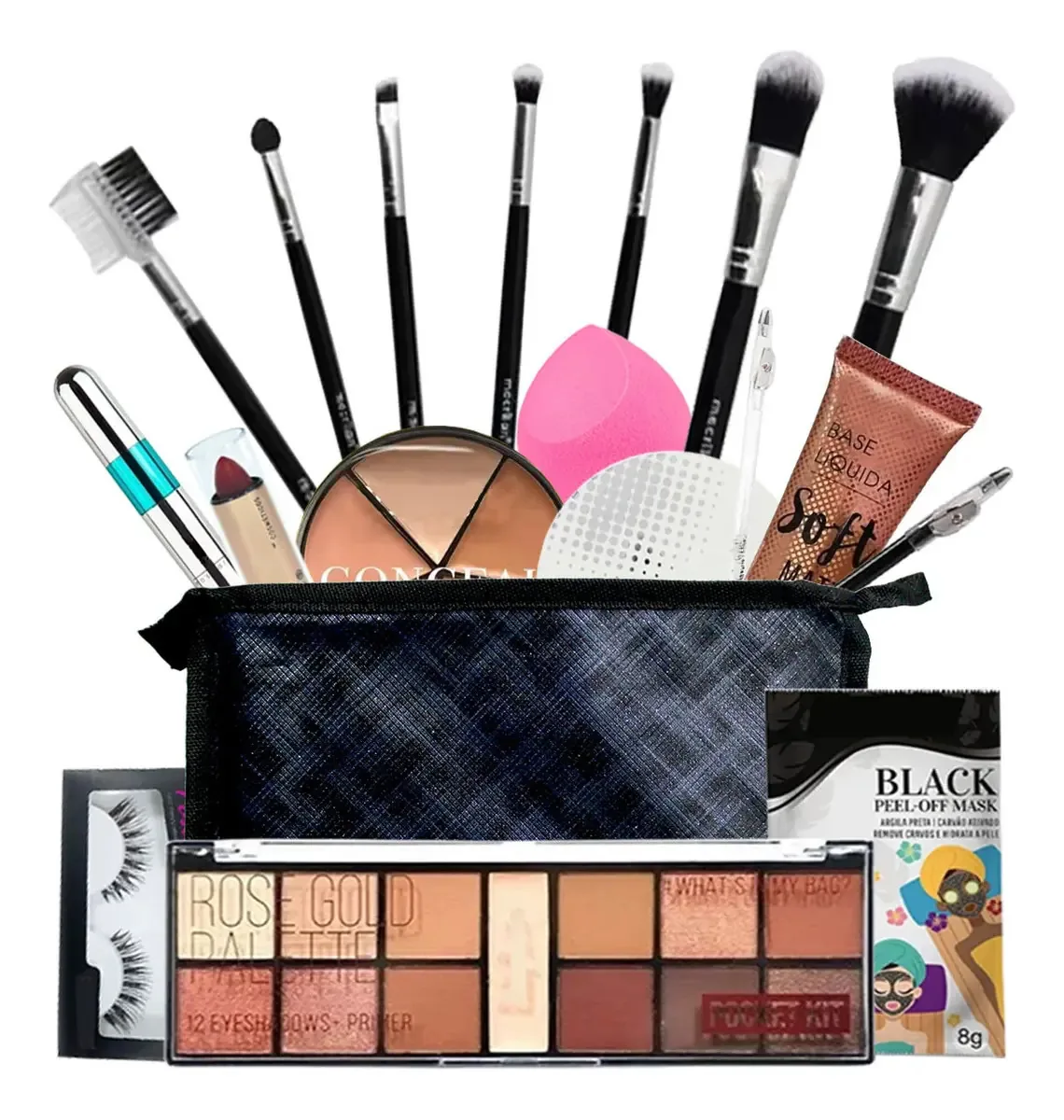 Kit Maquiagem Completa + Necessaire Super Completa Pk67-3 Cor Pele Negra