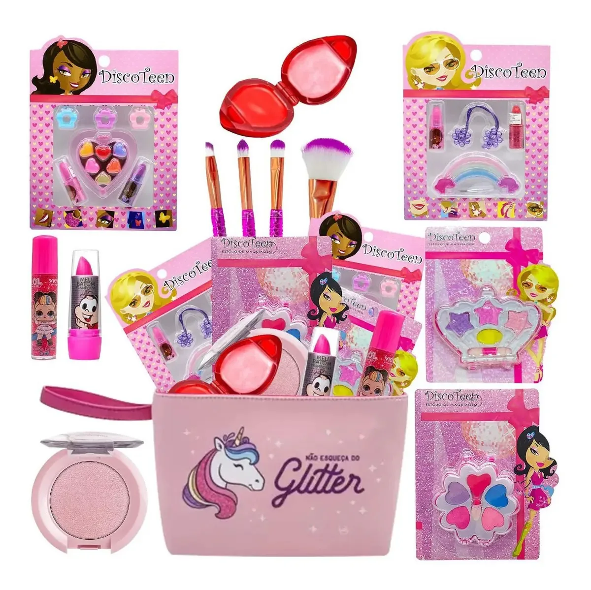 Kit De Maquiagem Infantil Com Necessaire +