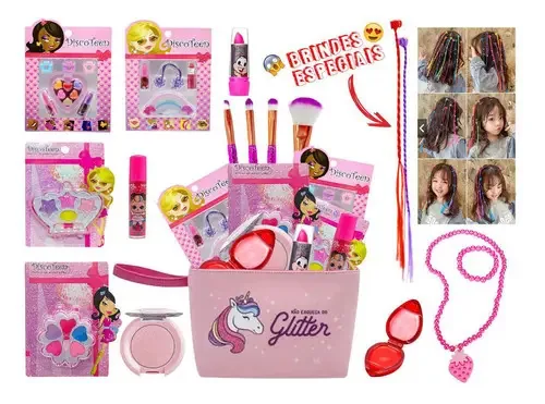 Kit De Maquiagem Infantil Com Necessaire Bz130