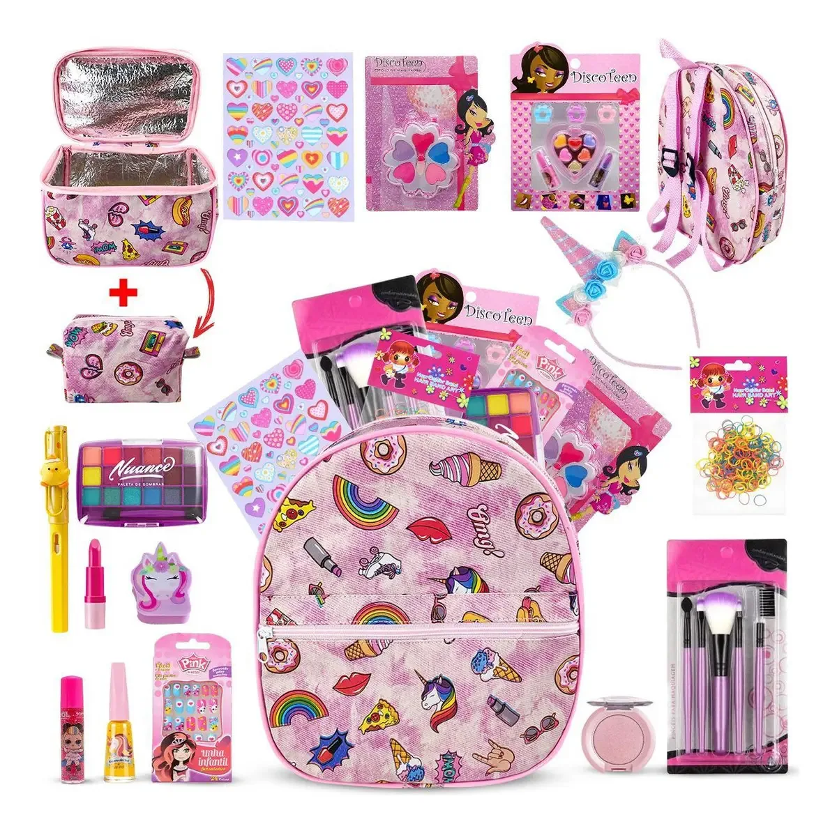 Kit Maquiagem Infantil Completo + Kit Trio Escolar +