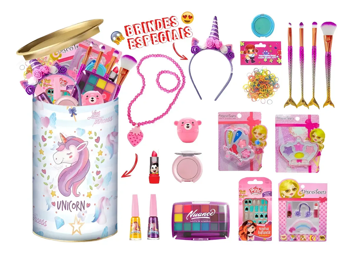 Kit Maquiagem Infantil Com Lata Completo Kmlt2 +