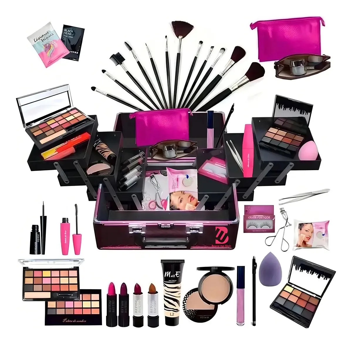 Maleta Maquiagem Grande Completa + Necessaire Bz02-3
