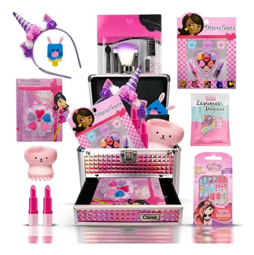 Kit Infantil Princesinha Criança Maquiagem Maletinha Make